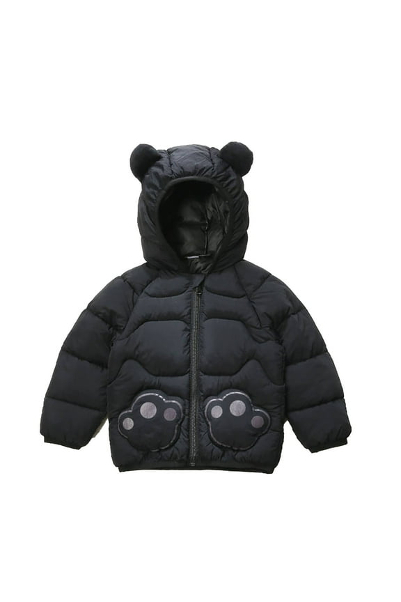Toddler Boys Padded Jacket Panda Cartoon Zip Up Hooded Coat Children's Down Coat