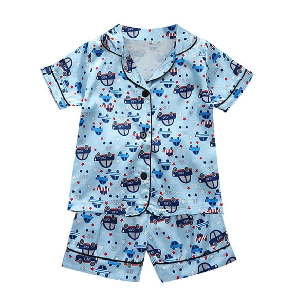 WOYY Toddler Boys Pajama Set Cartoon Satin Sleepwear for Children, 2-Piece, Sizes 12M-5T