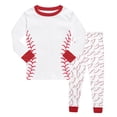 thumbnail image 1 of WOYY Toddler Boys Pajamas Baseball Print Long Sleeve Top and Pants Comfy Sleepwear Set, 1 of 3