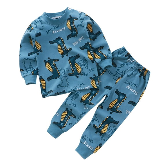 WOYY Toddler Boys Pajamas Cartoon Long Sleeve Top Pants Children's Sleepwear, Sizes 3-4T