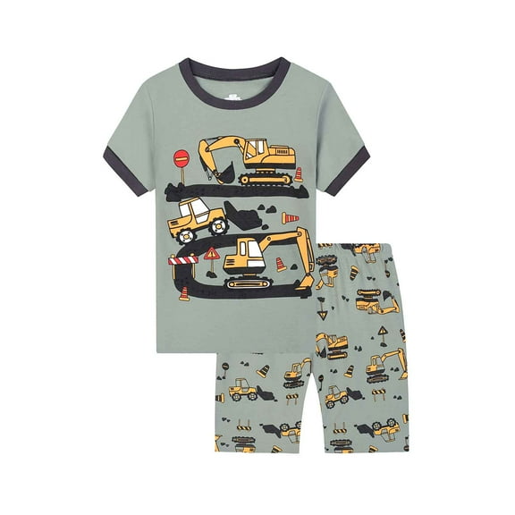 WOYY Toddler Boys Pajamas Cartoon Short Sleeve T-Shirt Shorts Sleepwear Outfits, Sizes 2-10