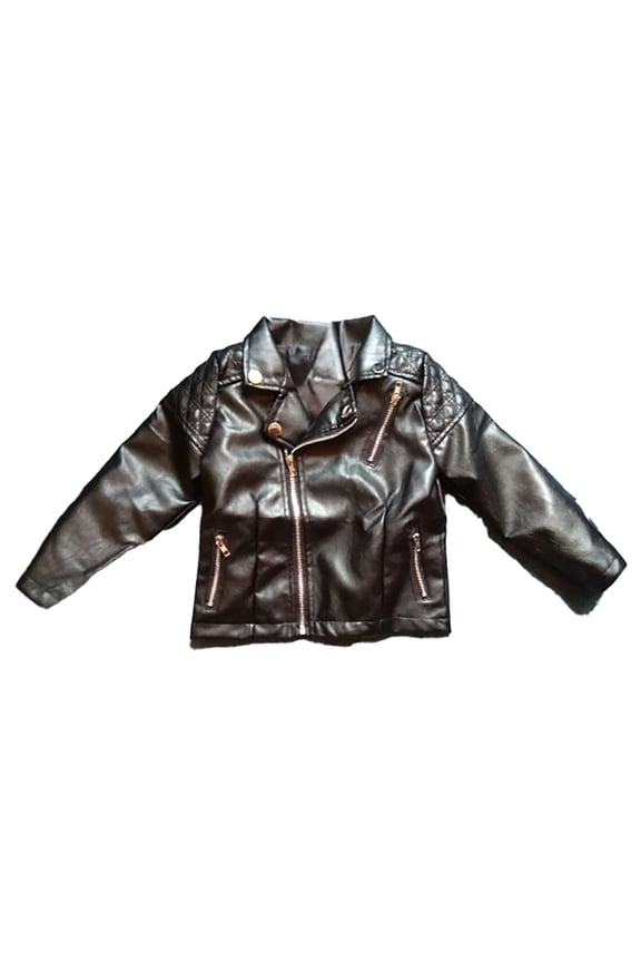 Toddler Boys Pu Leather Jacket Fashion Kids Full Zip Outerwear Coat, Sizes 3-4T