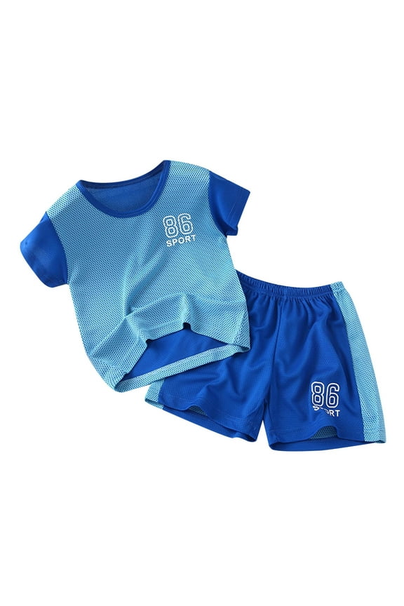 Toddler Boys Quick Drying Outfits Casual Sports Tracksuit Short Sleeve T-Shirt Shorts Set, Sizes 2-3Y
