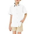 thumbnail image 1 of WOYY Toddler Boys Short Sleeve Casual Shirt Solid Color Button-Down Shirt, Sizes 3-13, 1 of 5