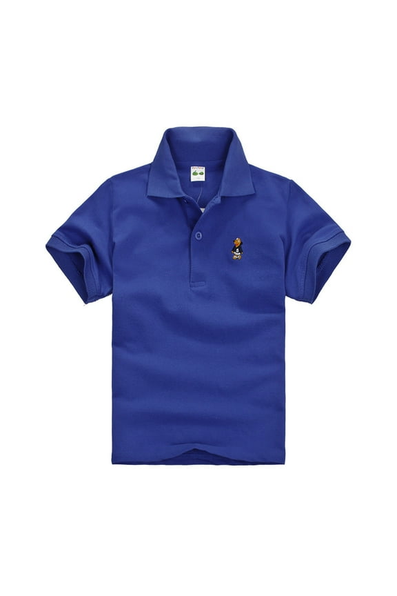 Toddler Boys Short Sleeve Polo Shirt School Uniform Undershirt T-Shirt,Blue