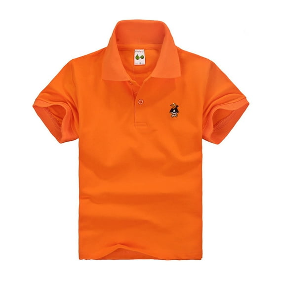WOYY Toddler Boys Short Sleeve Polo Shirt Solid Color School Uniform Top, Orange