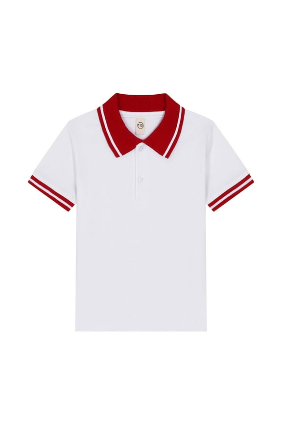 Toddler Boys Short Sleeve Polo Shirt Summer Undershirt Casual T-Shirt, Sizes 3-14