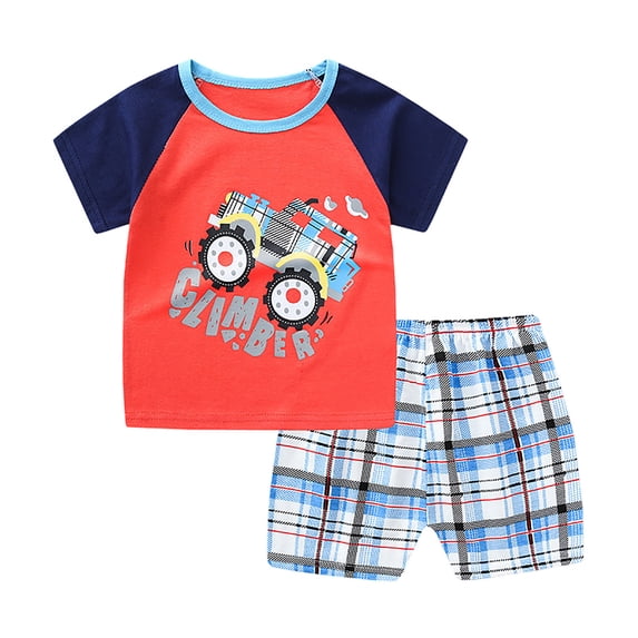 WOYY Toddler Boys Shorts Set Summer Short Sleeve T-Shirt Shorts Outfits, Sizes 2-3