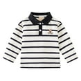 thumbnail image 1 of WOYY Toddler Boys Stripe Long Sleeve Polo Shirt Casual Versatile Turn Down Collar Shirt, 1 of 6