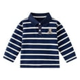 thumbnail image 1 of WOYY Toddler Boys Stripe Long Sleeve Polo Shirt Casual Versatile Turn Down Collar Shirt, 1 of 3
