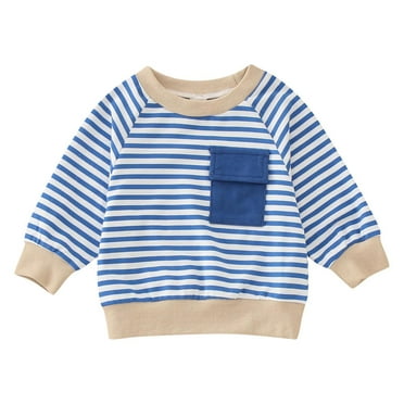 WOYY Toddler Boys Striped Sweatshirt Long Sleeve Crewneck Pullover Clothes Top for Kids
