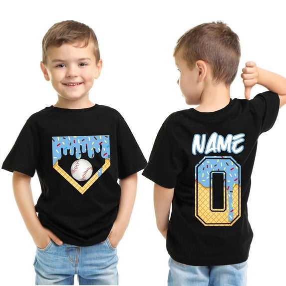 WOYY Toddler Boys Summer Graphic Tee Baseball Ice-Cream Short Sleeve T Shirt, Sizes 3-13