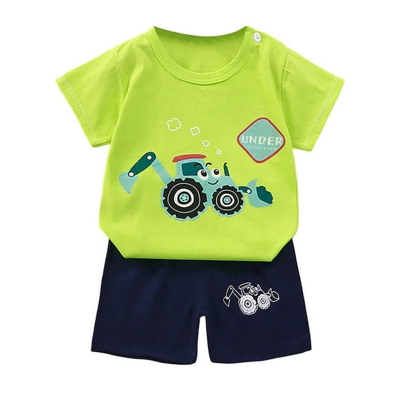 WOYY Toddler Boys Summer Shorts Set Cute Cartoon Animal Print Short Sleeve T Shirt Shorts Outfits for Kids, Sizes 0-6