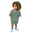 thumbnail image 1 of WOYY Toddler Boys Summer Tracksuit Solid Short Sleeve T Shirt Shorts Casual Sports Outfits, 1 of 8