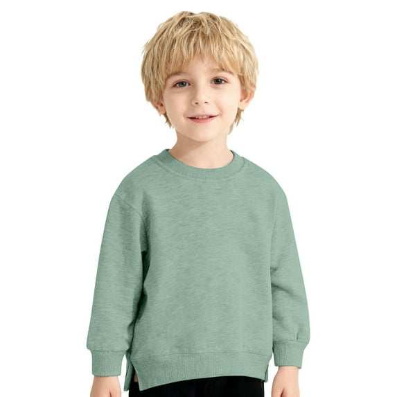 WOYY Toddler Boys Sweatshirt Casual Solid Basic Crewneck Pullover Versatile Sweatshirt