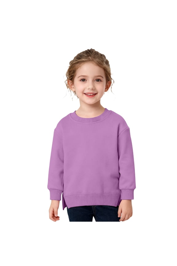 Toddler Boys Sweatshirt Casual Solid Basic Crewneck Pullover Versatile Sweatshirt