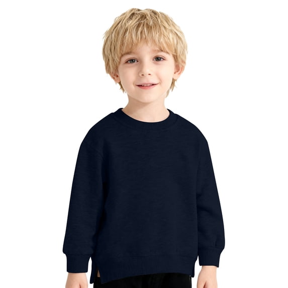 WOYY Toddler Boys Sweatshirt Casual Solid Basic Crewneck Pullover Versatile Sweatshirt