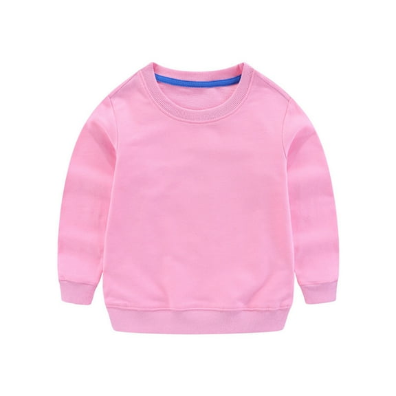 WOYY Toddler Boys Sweatshirt Solid Color Crewneck Pullover Unisex Kids Cotton Sweatshirts
