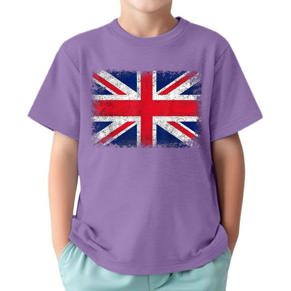 WOYY Toddler Boys T Shirt British Flag Printed Short Sleeve T-Shirt, Sizes 1-13