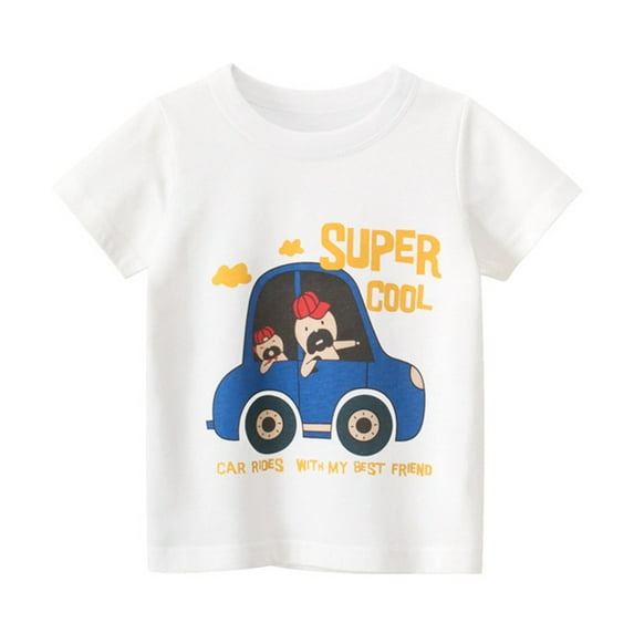 WOYY Toddler Boys T-Shirt Car Print Short Sleeve T Shirt Cotton Loose Tshirt, Sizes 1-7