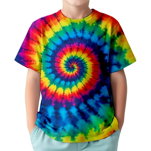 WOYY Toddler Boys Tie Dye T Shirt Short Sleeve Crew Neck T-Shirt Tee, Sizes 3-13 & Husky