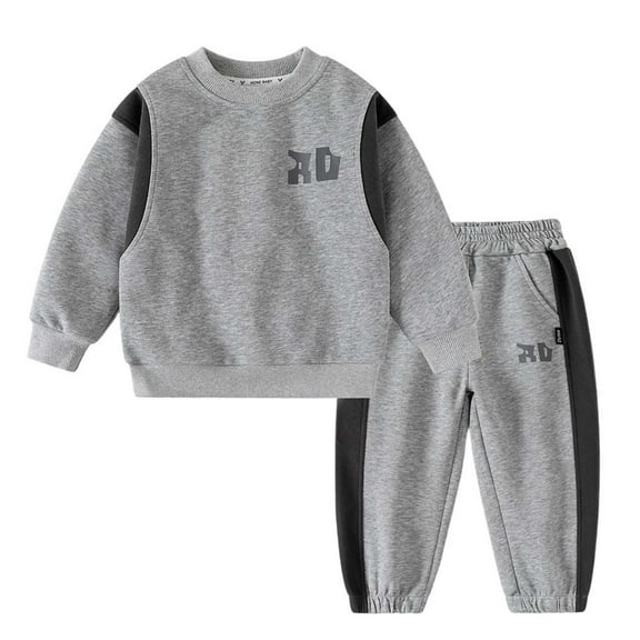 WOYY Toddler Boys' Tracksuit Crewneck Sweatshirt Sweatpants Sportswear Set, Sizes 3-4T