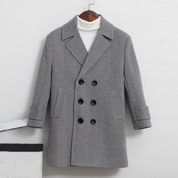 WOYY Toddler Boys Trench Coat Double Peacoat Fall Winter Outerwear Cardigan Coat