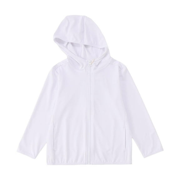 WOYY Toddler Boys Upf 50  Sun Protective Jacket Lightweight Long Sleeve Sun Shirt, White