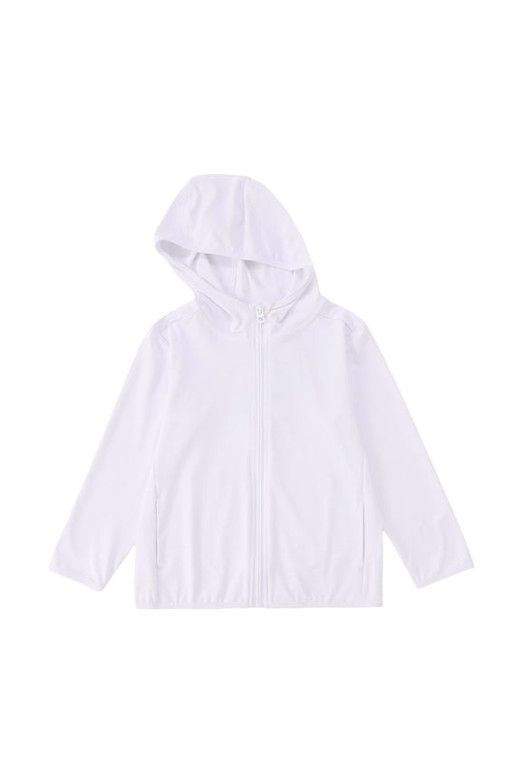 Toddler Boys Upf 50+ Sun Protective Jacket Lightweight Long Sleeve Sun Shirt, White