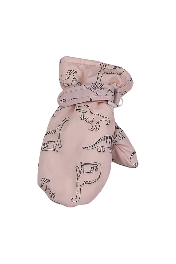 Toddler Boys Winter Gloves Cartoon Dinosaur Prints Warm Mittens Waterproof Ski Gloves