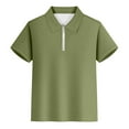 thumbnail image 1 of WOYY Toddler Boys Zipper Polo Shirt Solid Color Short Sleeve T-Shirt, Sizes 3-14, 1 of 3