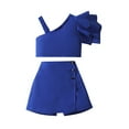 thumbnail image 1 of WOYY Toddler Girl Summer Outfit Sets One Shoulder Sleeveless Solid Camisole Top Shorts Set, 1 of 3