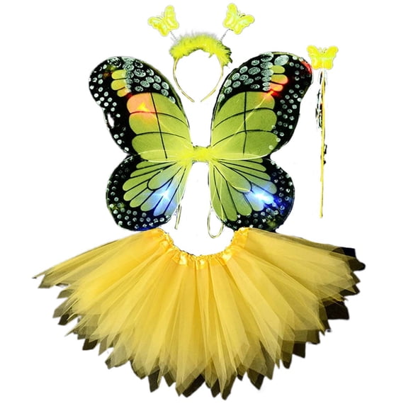 WOYY Toddler Girl's Carnival Party Tutu Skirt Butterfly Wings Headband Set