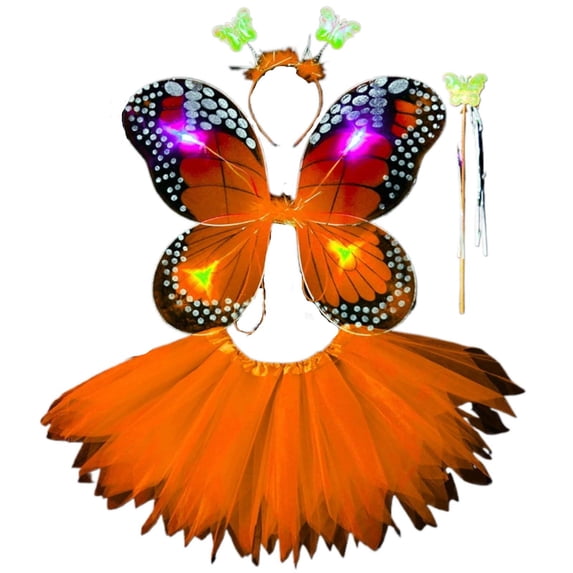 WOYY Toddler Girl's Carnival Party Tutu Skirt Butterfly Wings Headband Set