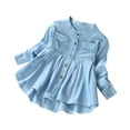 thumbnail image 1 of WOYY Toddler Girl's Denim Shirt Solid Color Long Sleeve Shirt Trendy Button down Shirts, 1 of 3