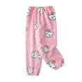 thumbnail image 1 of WOYY Toddler Girl's Flannel Pajama Pants Cartoon Print Warm Sleep Trousers Loungewear, 1 of 3