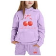 thumbnail image 1 of WOYY Toddler Girl's Outfits Cherry Print Pullover Hoodie Jogger Pants Kids Sport Sweatsuit, 1 of 3