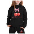 thumbnail image 1 of WOYY Toddler Girl's Outfits Cherry Print Pullover Hoodie Jogger Pants Kids Sport Sweatsuit, 1 of 3
