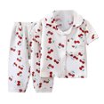 thumbnail image 1 of WOYY Toddler Girl's Pajamas Short Sleeve Button Shirt Pants Casual Homewear, Sizes 1-2Y, 1 of 5