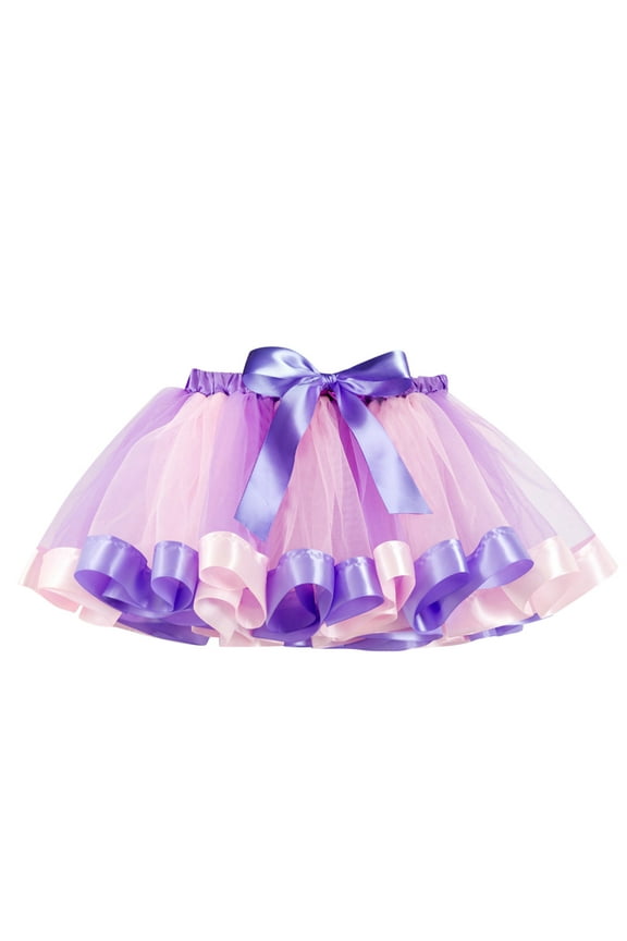 Toddler Girl's Ballet Dance Tutu Skirt Kids Party Rainbow Tulle Skirt, Sizes 2-4