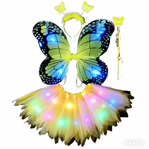 WOYY Toddler Girl's Party Fairy Tutu Skirt Butterfly Wings Headband Outfits