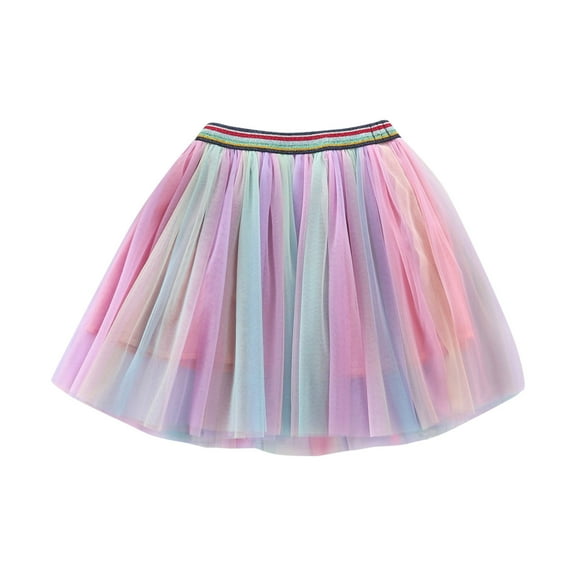 WOYY Toddler Girls Rainbow Colorful Tutu Skirt Kids Ballet Dance Tulle Skirt, Sizes 4-5