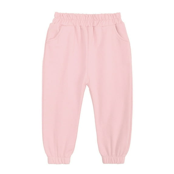 WOYY Toddler Girl's Sweatpants Solid Color Sport Jogger Pants Spring Autumn Casual Trousers