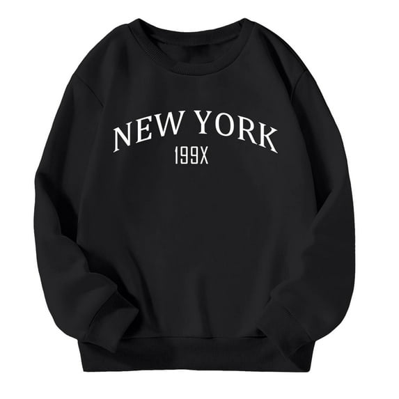 WOYY Toddler Girl's Sweatshirt New York Print Crewneck Pullover Casual Long Sleeve Tops