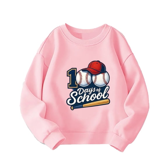 WOYY Toddler Girls 100 Days Of School Sweatshirt Letter Graphic Pullover Top, Sizes 3-4T