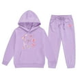 thumbnail image 1 of WOYY Toddler Girls 2 Piece Bow Print Hoodie Jogger Pants Outfits Sweatsuits, Sizes 3-4T, 1 of 3