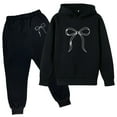 thumbnail image 1 of WOYY Toddler Girls Active Outfits Bow Print Casual Hoodie Joggers Sweat Suit, Sizes 2-3T, 1 of 2