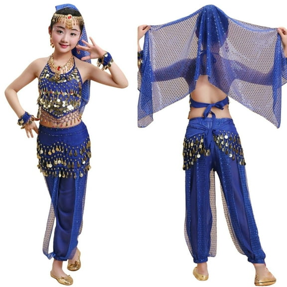 WOYY Toddler Girls Belly Dance Co_Stume Tassels Camisole Pants Clothing Set, Sizes 2-4