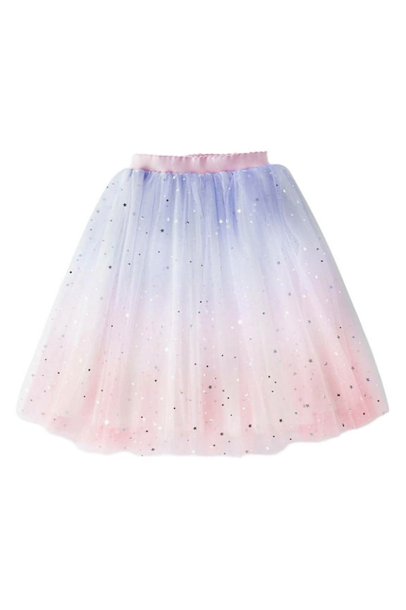 Toddler Girls Gradient Mesh Tutu Skirt Sequin Glitter Ballet Dance Skirt, Sizes 3-4