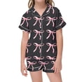 thumbnail image 1 of WOYY Toddler Girls Bow Outfit Set Short Sleeve Button Shirt Shorts Sleepwear, Sizes 2-3T, 1 of 3